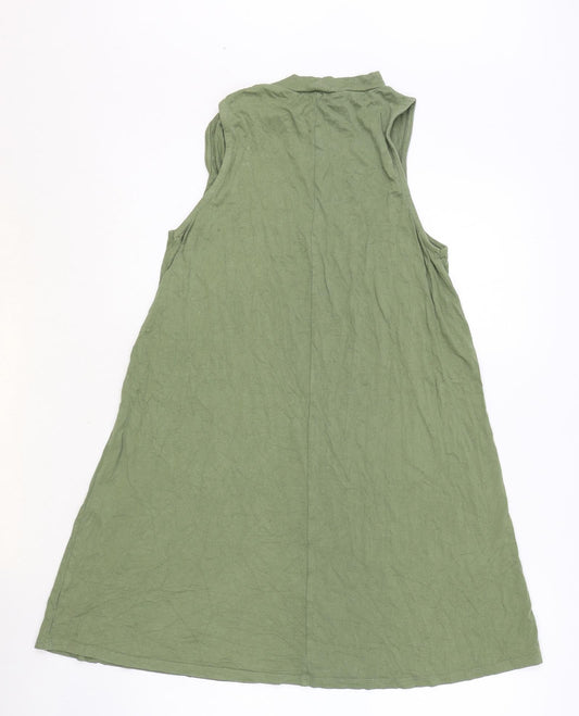 Pull&Bear Womens Green Viscose A-Line Size M Round Neck Pullover