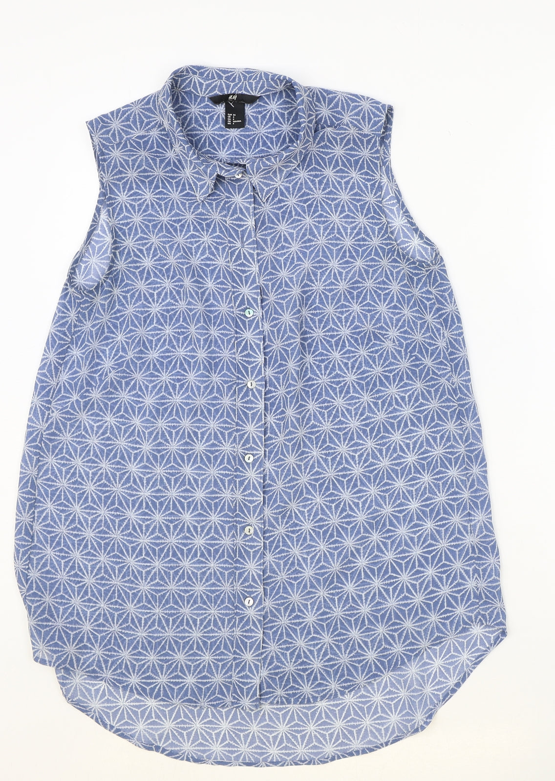 Womens UK Size 6 H&M Blue Basic Button-Up
