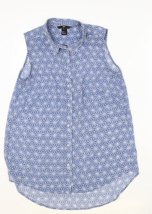 Womens UK Size 6 H&M Blue Basic Button-Up