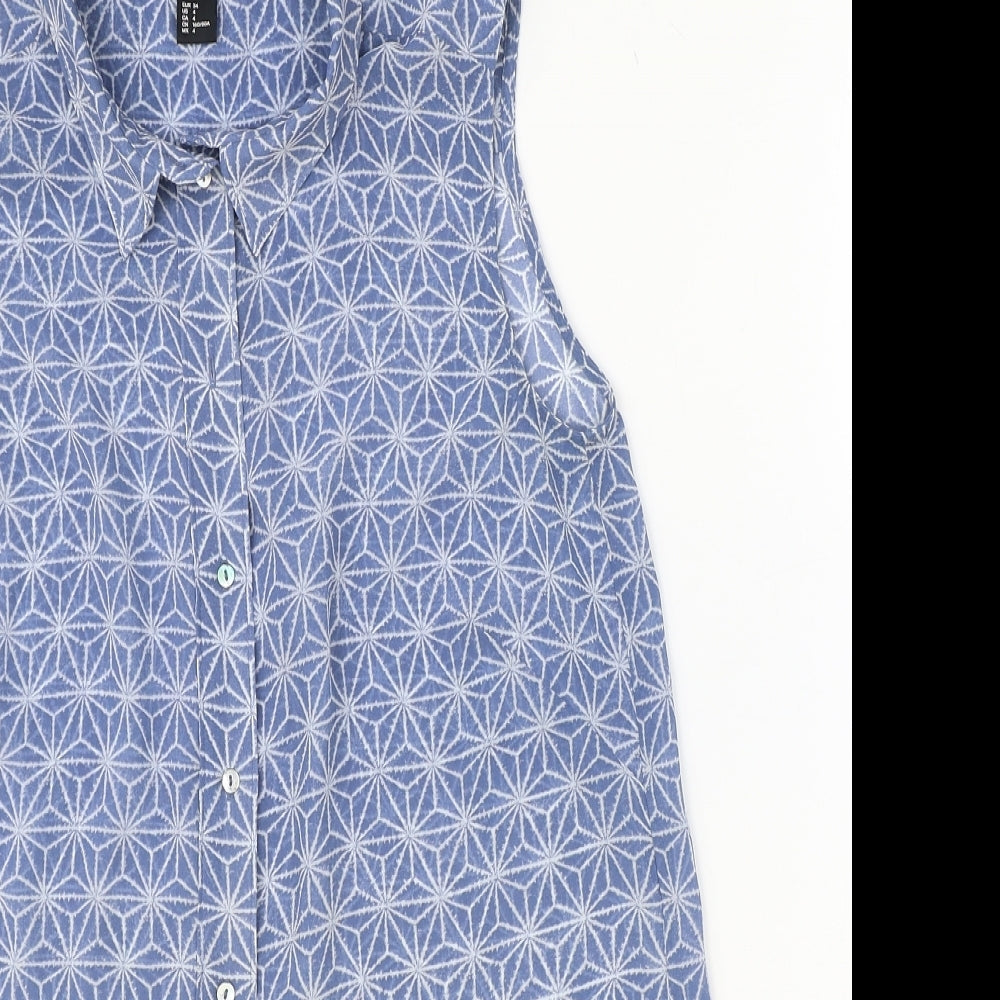 Womens UK Size 6 H&M Blue Basic Button-Up