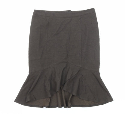 NEXT Womens Brown Polyester Trumpet Skirt Size 8 Zip