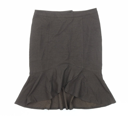 NEXT Womens Brown Polyester Trumpet Skirt Size 8 Zip