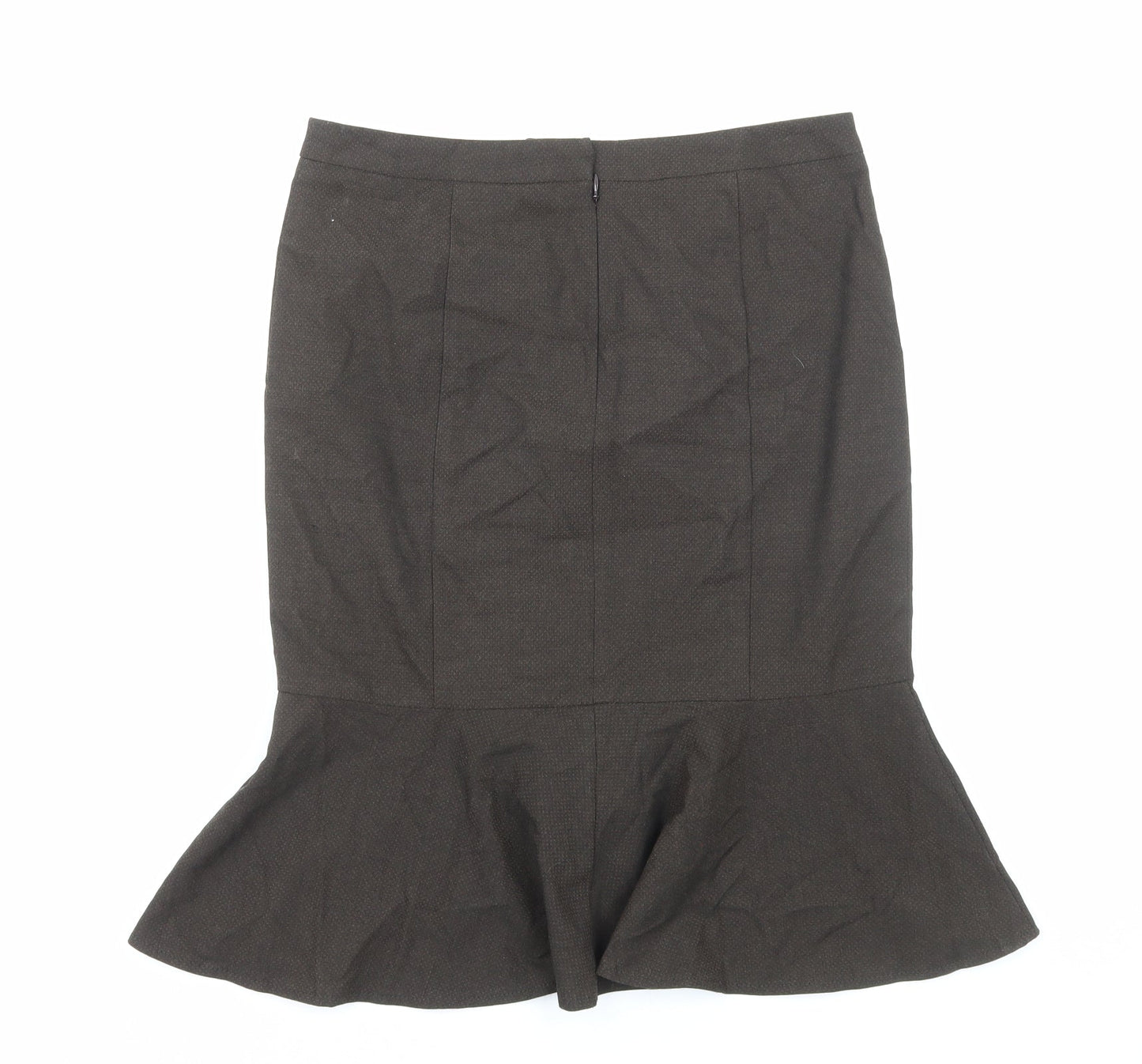 NEXT Womens Brown Polyester Trumpet Skirt Size 8 Zip