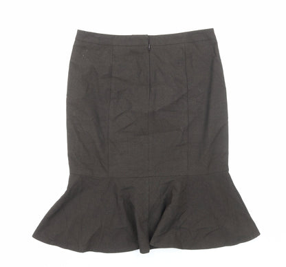 NEXT Womens Brown Polyester Trumpet Skirt Size 8 Zip