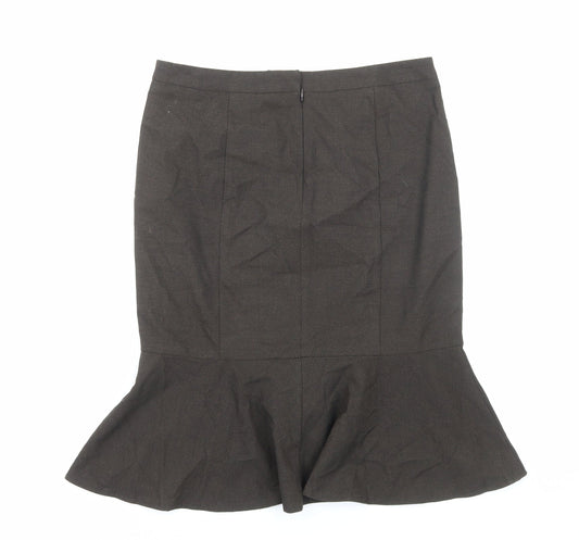 NEXT Womens Brown Polyester Trumpet Skirt Size 8 Zip