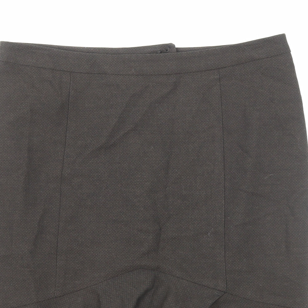 NEXT Womens Brown Polyester Trumpet Skirt Size 8 Zip