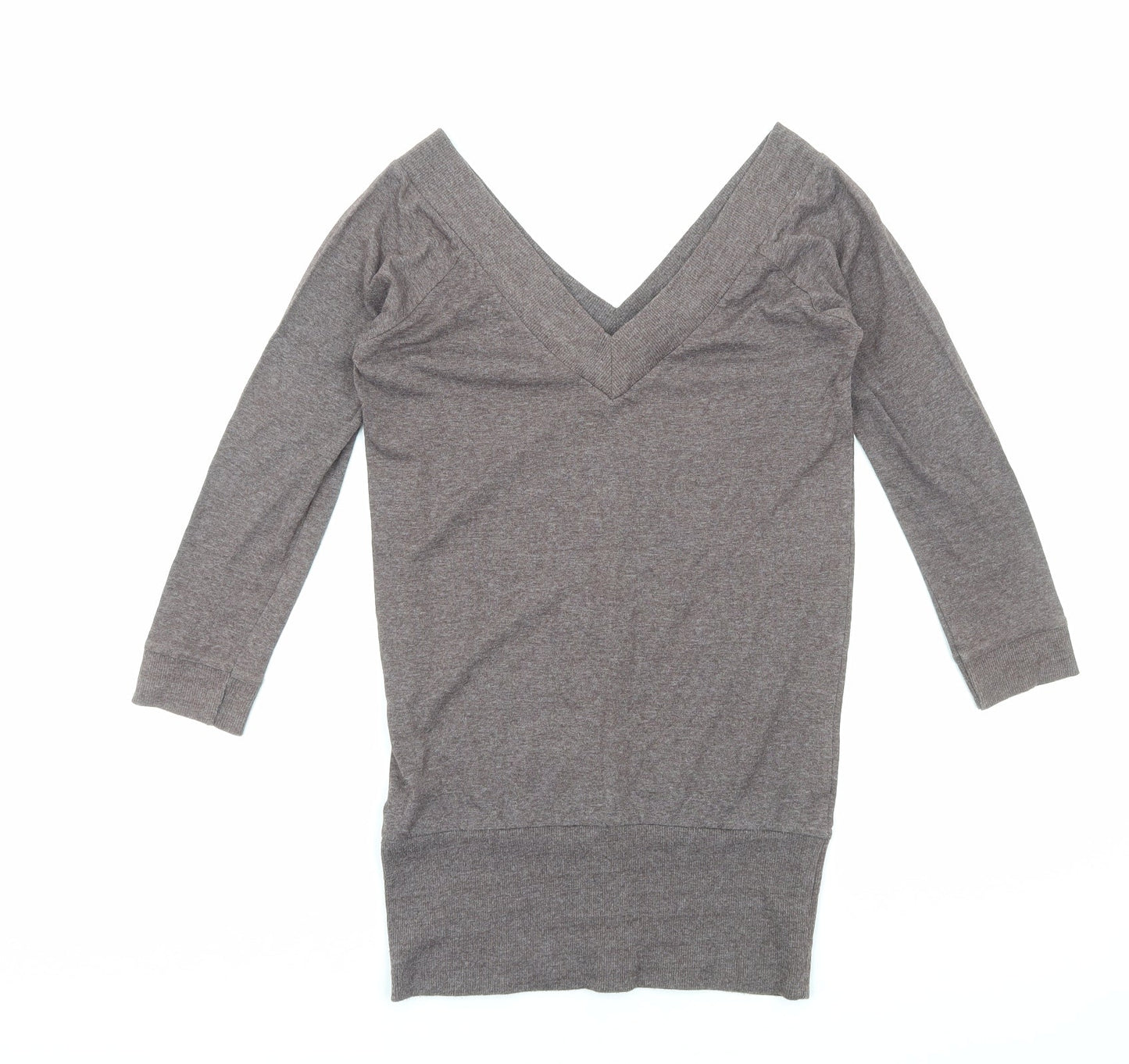 Primark Womens Brown V-Neck Cotton Pullover Jumper Size 10