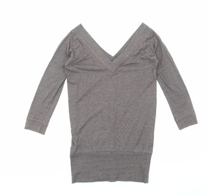 Primark Womens Brown V-Neck Cotton Pullover Jumper Size 10