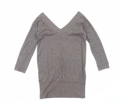 Primark Womens Brown V-Neck Cotton Pullover Jumper Size 10