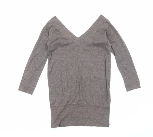 Primark Womens Brown V-Neck Cotton Pullover Jumper Size 10