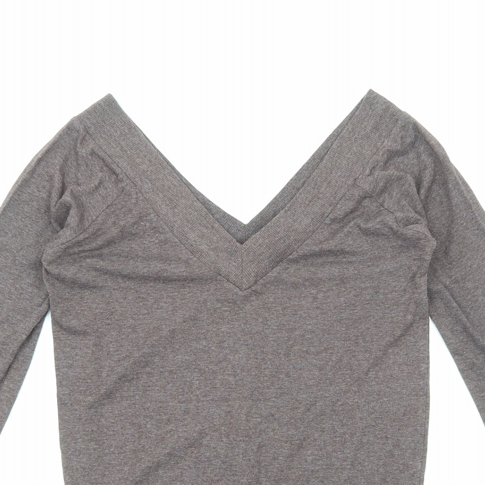 Primark Womens Brown V-Neck Cotton Pullover Jumper Size 10