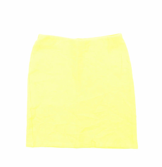 New Look Womens Yellow Cotton Straight & Pencil Skirt Size 8