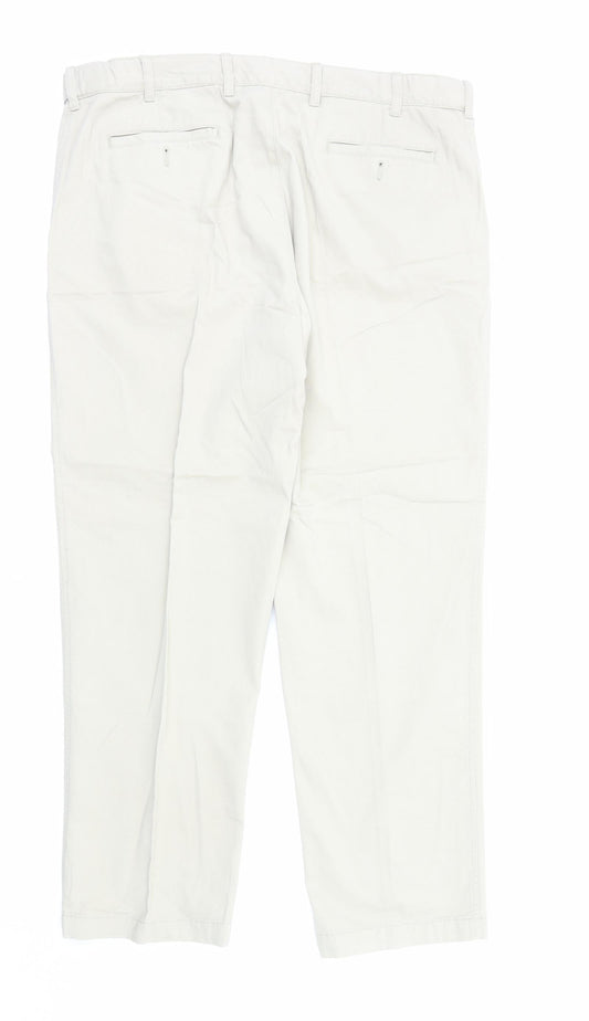 James Pringle Mens Beige Cotton Trousers Size 2XL L31 in Regular Zip