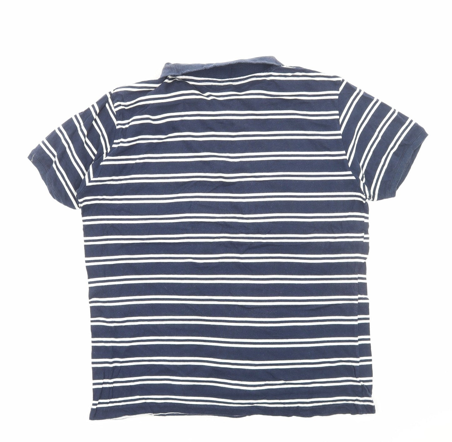 Modern Casuals Mens Blue Striped Cotton Polo Size M Collared Pullover