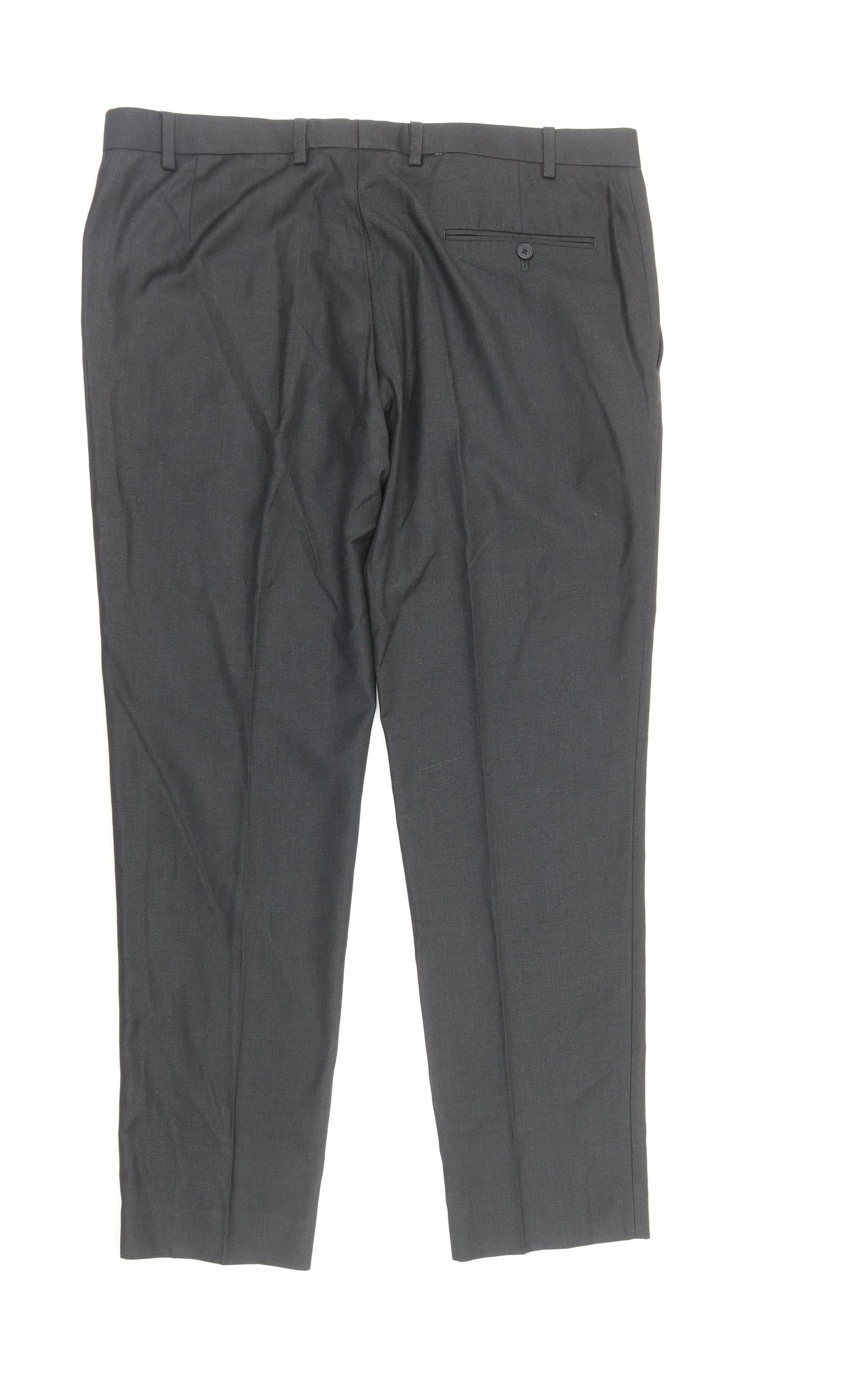 Preworn Mens Grey Polyester Dress Pants Trousers Size XL Regular Zip
