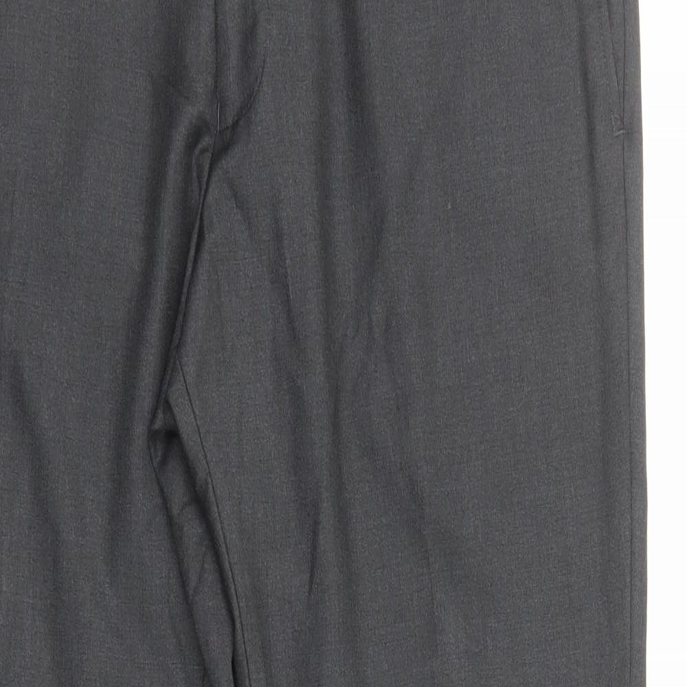 Preworn Mens Grey Polyester Dress Pants Trousers Size XL Regular Zip