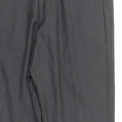 Preworn Mens Grey Polyester Dress Pants Trousers Size XL Regular Zip