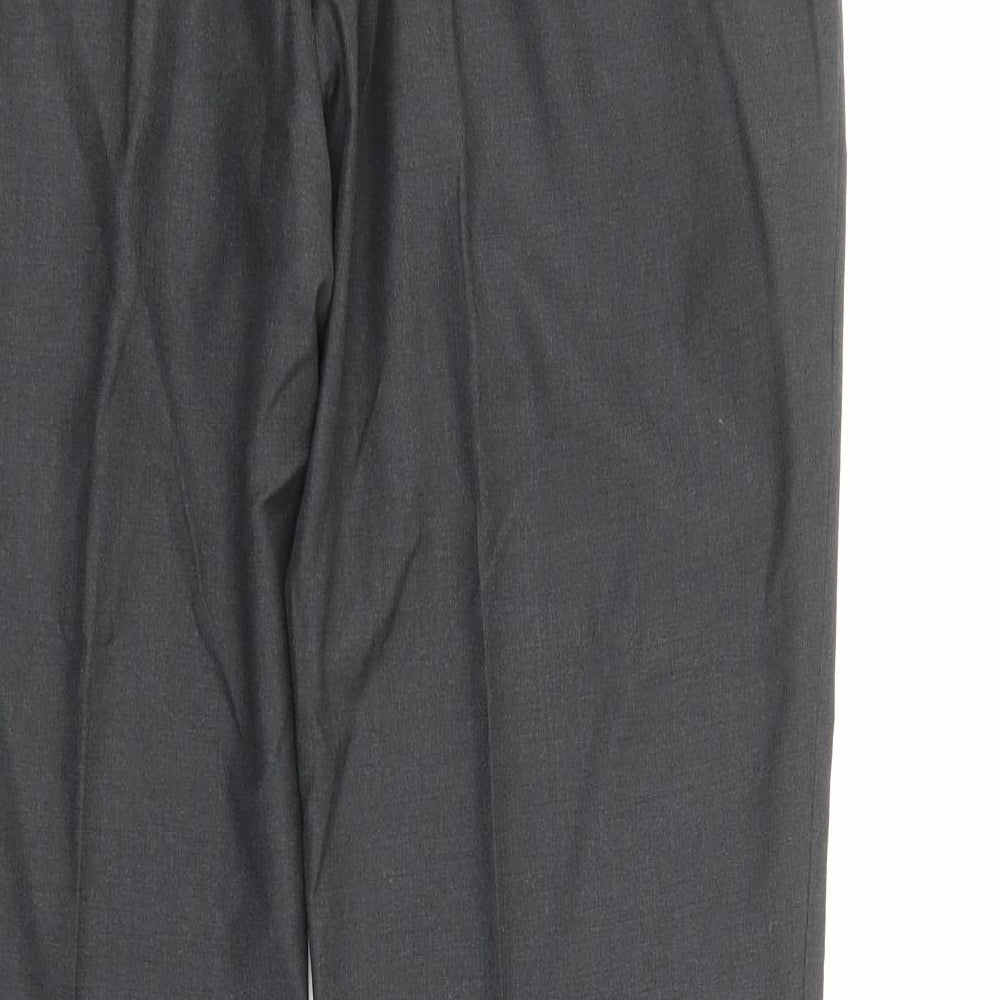 Preworn Mens Grey Polyester Dress Pants Trousers Size XL Regular Zip