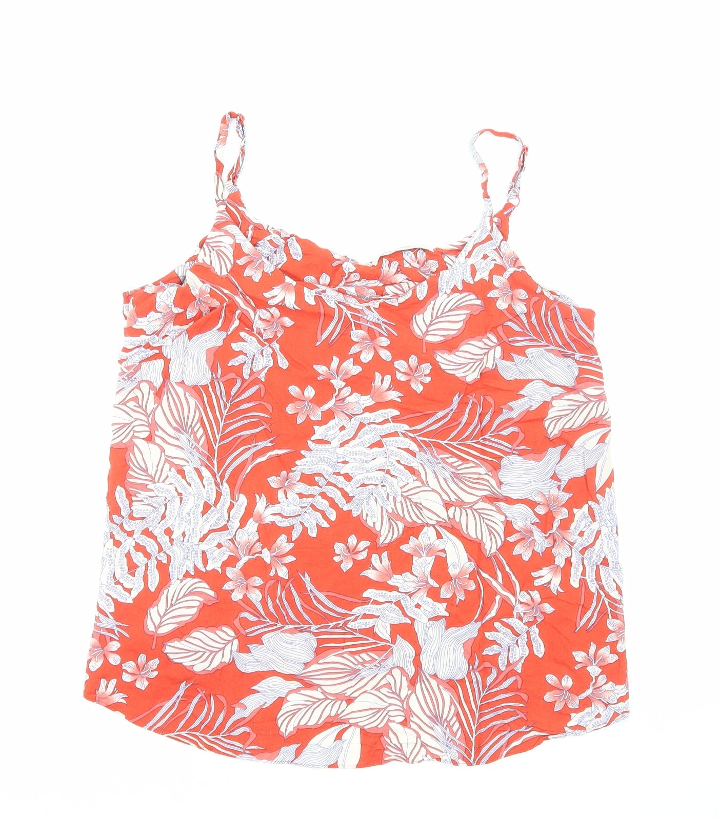 George Womens Red Floral Viscose Basic Tank Size 12 Cowl Neck