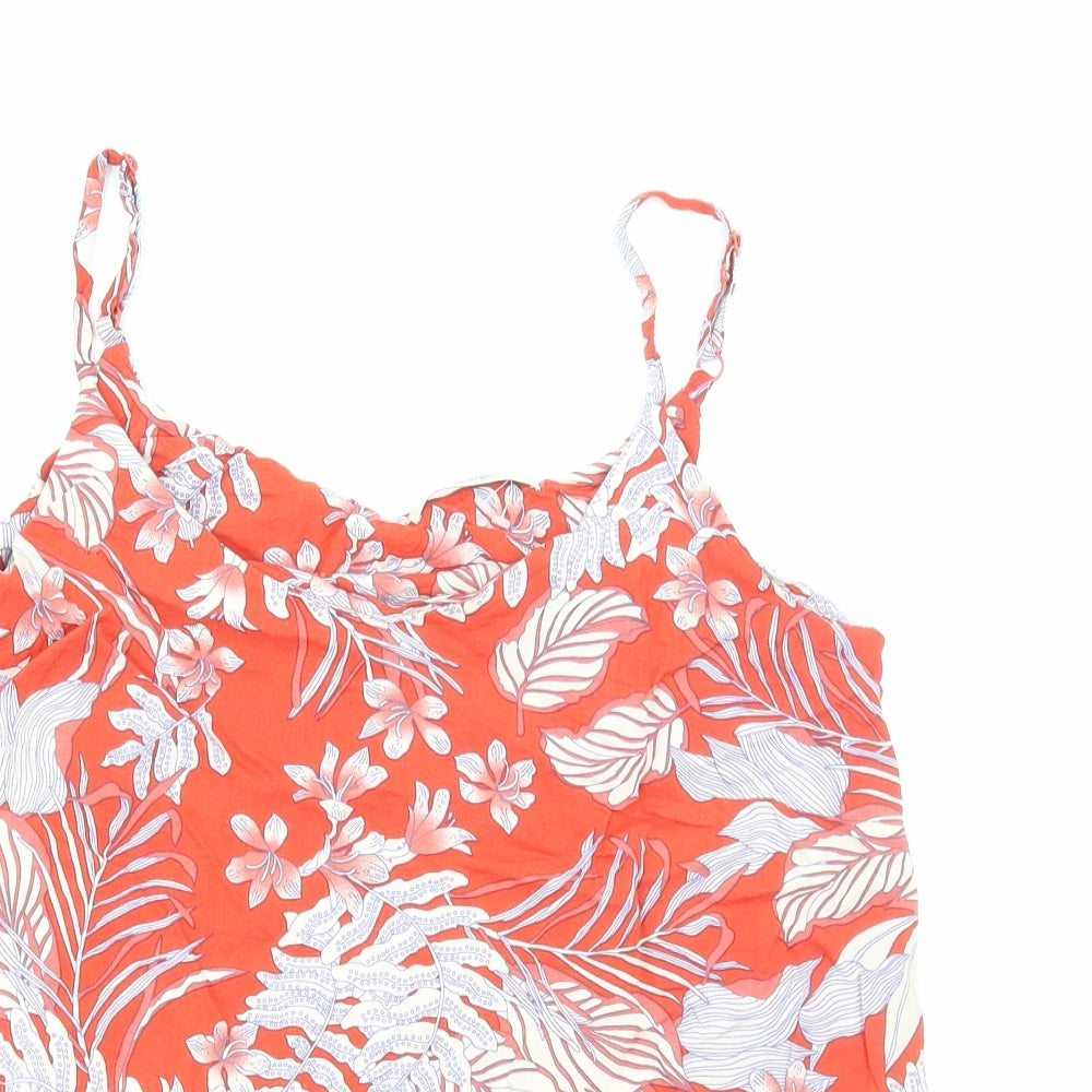 George Womens Red Floral Viscose Basic Tank Size 12 Cowl Neck