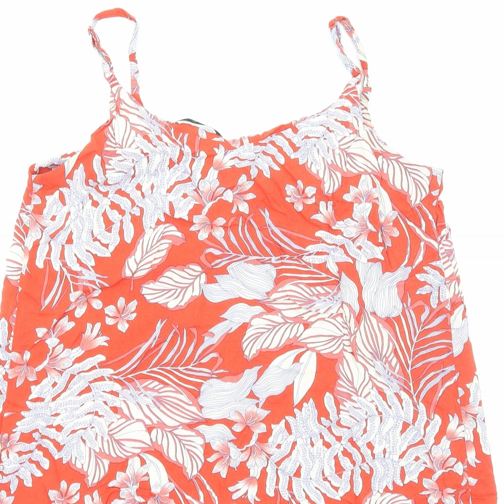 George Womens Red Floral Viscose Basic Tank Size 12 Cowl Neck
