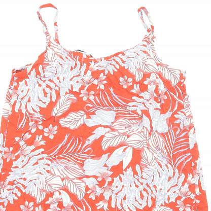 George Womens Red Floral Viscose Basic Tank Size 12 Cowl Neck