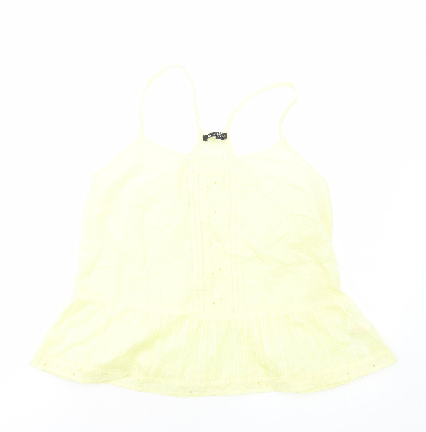 Love&Soul Womens Yellow Cotton Basic Tank Size 12 Round Neck