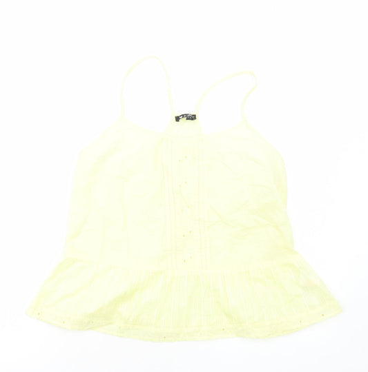 Front view of Love&Soul women’s yellow cotton basic tank, size UK 12, round neck
