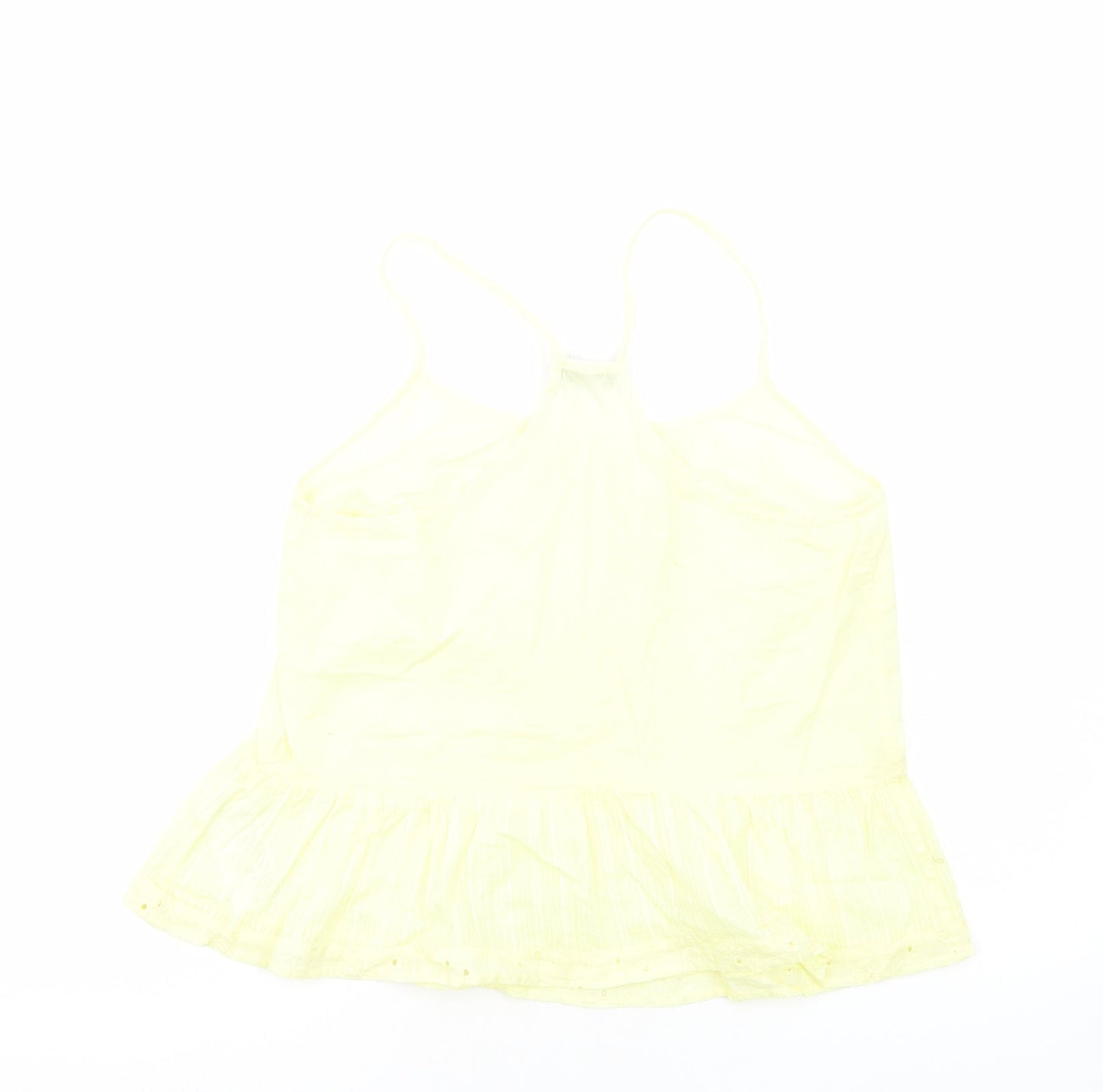 Love&Soul Womens Yellow Cotton Basic Tank Size 12 Round Neck