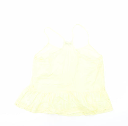 Love&Soul Womens Yellow Cotton Basic Tank Size 12 Round Neck