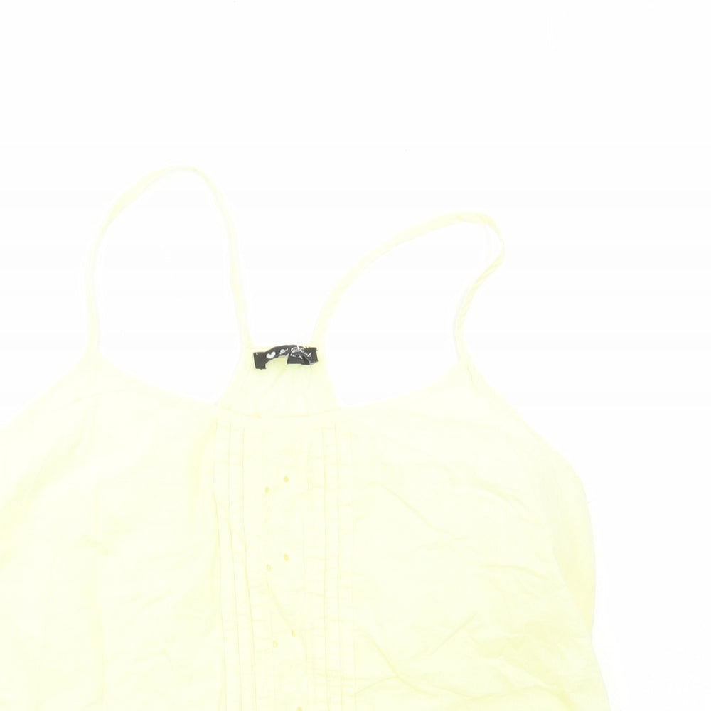 Love&Soul Womens Yellow Cotton Basic Tank Size 12 Round Neck