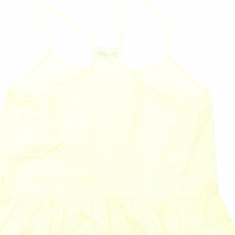 Love&Soul Womens Yellow Cotton Basic Tank Size 12 Round Neck