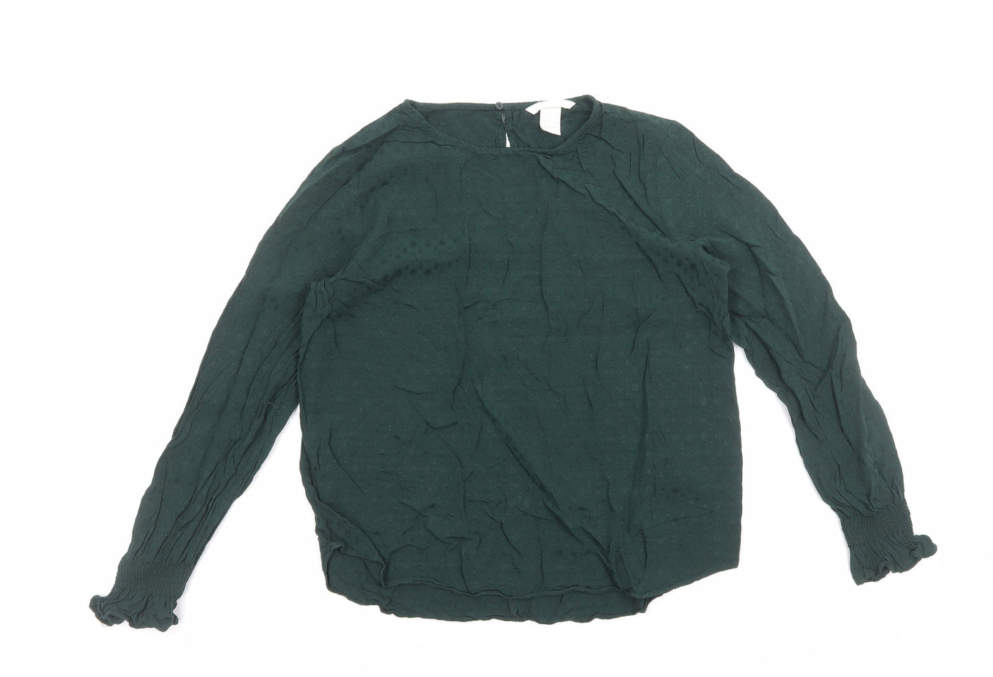 Womens UK Size 10 H&M Green Basic Blouse