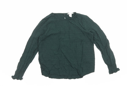 Womens UK Size 10 H&M Green Basic Blouse