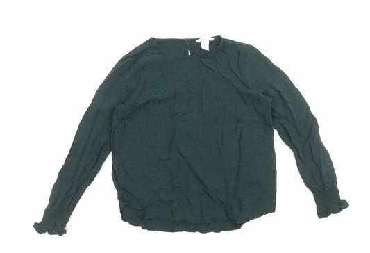 Womens UK Size 10 H&M Green Basic Blouse