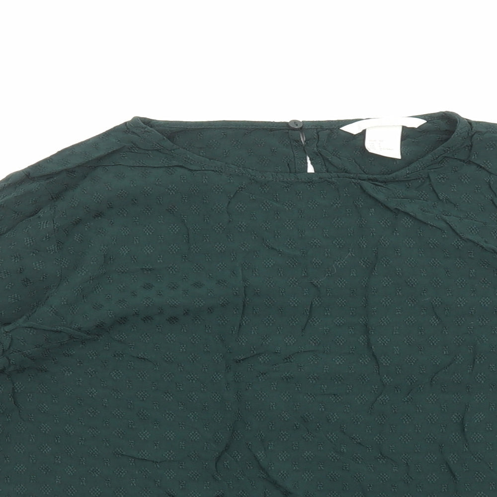 Womens UK Size 10 H&M Green Basic Blouse