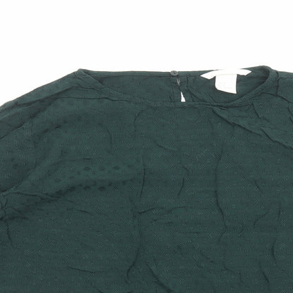 Womens UK Size 10 H&M Green Basic Blouse