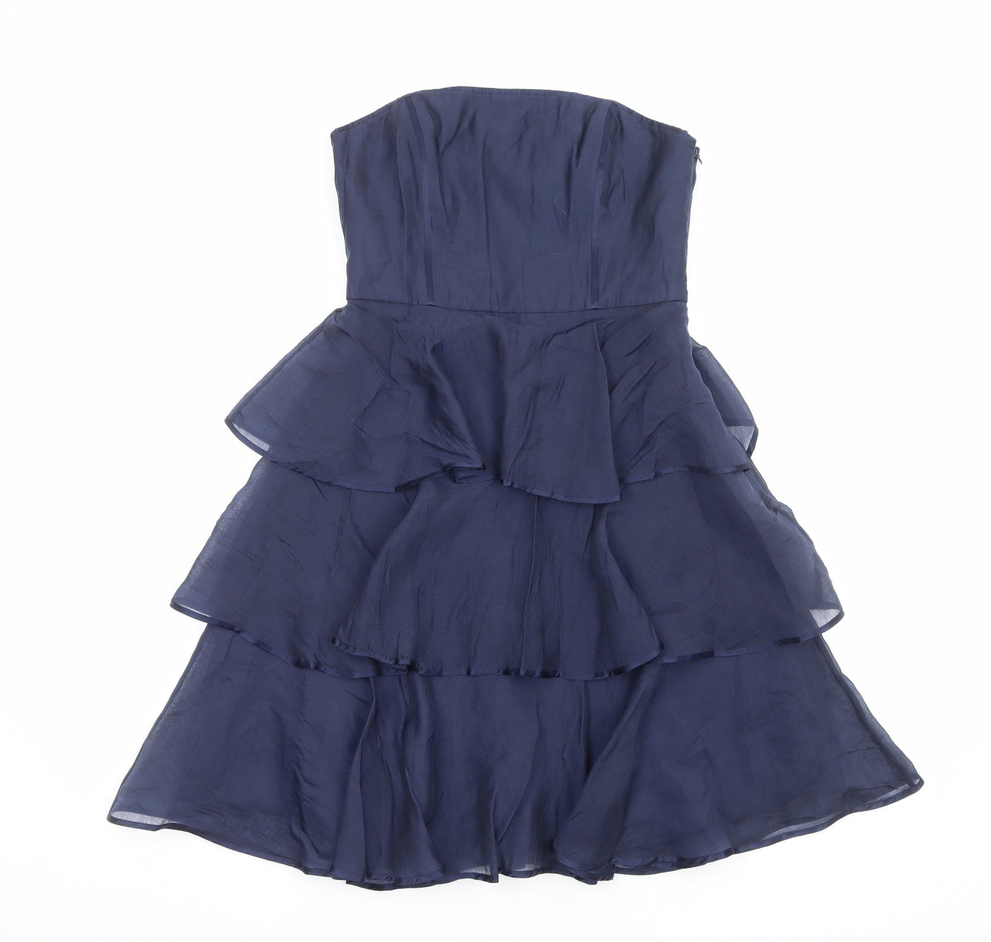 Coast Womens Blue Lyocell A-Line Size 10 Off the Shoulder Zip