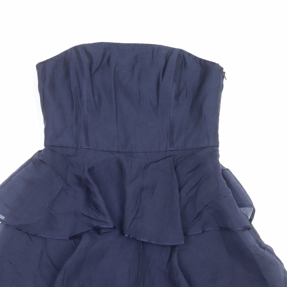 Coast Womens Blue Lyocell A-Line Size 10 Off the Shoulder Zip