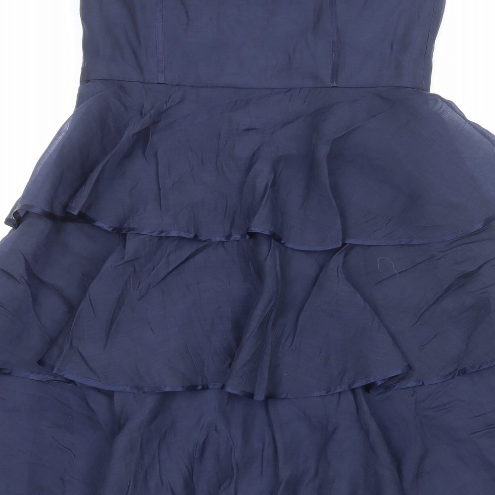 Coast Womens Blue Lyocell A-Line Size 10 Off the Shoulder Zip