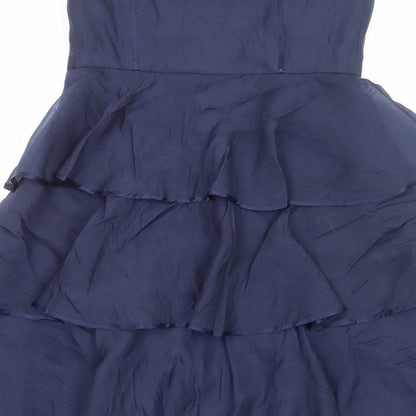 Coast Womens Blue Lyocell A-Line Size 10 Off the Shoulder Zip