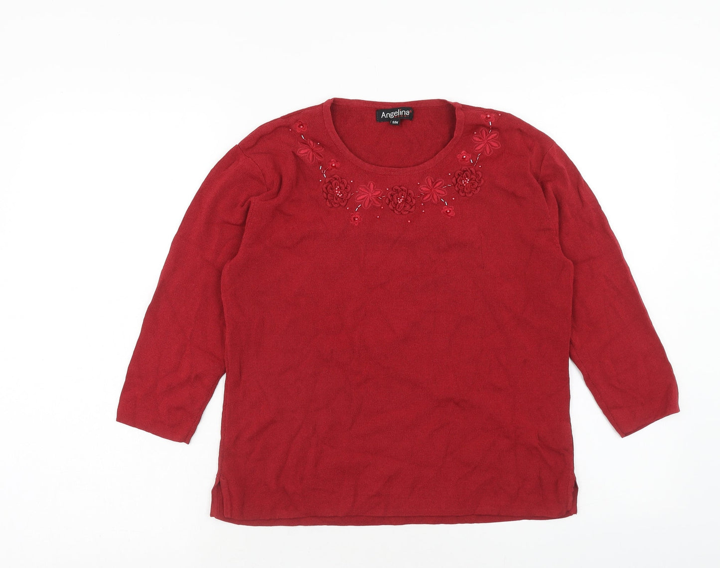 Womens UK Size S Angelina Red Pullover Jumper