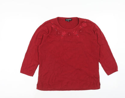 Womens UK Size S Angelina Red Pullover Jumper