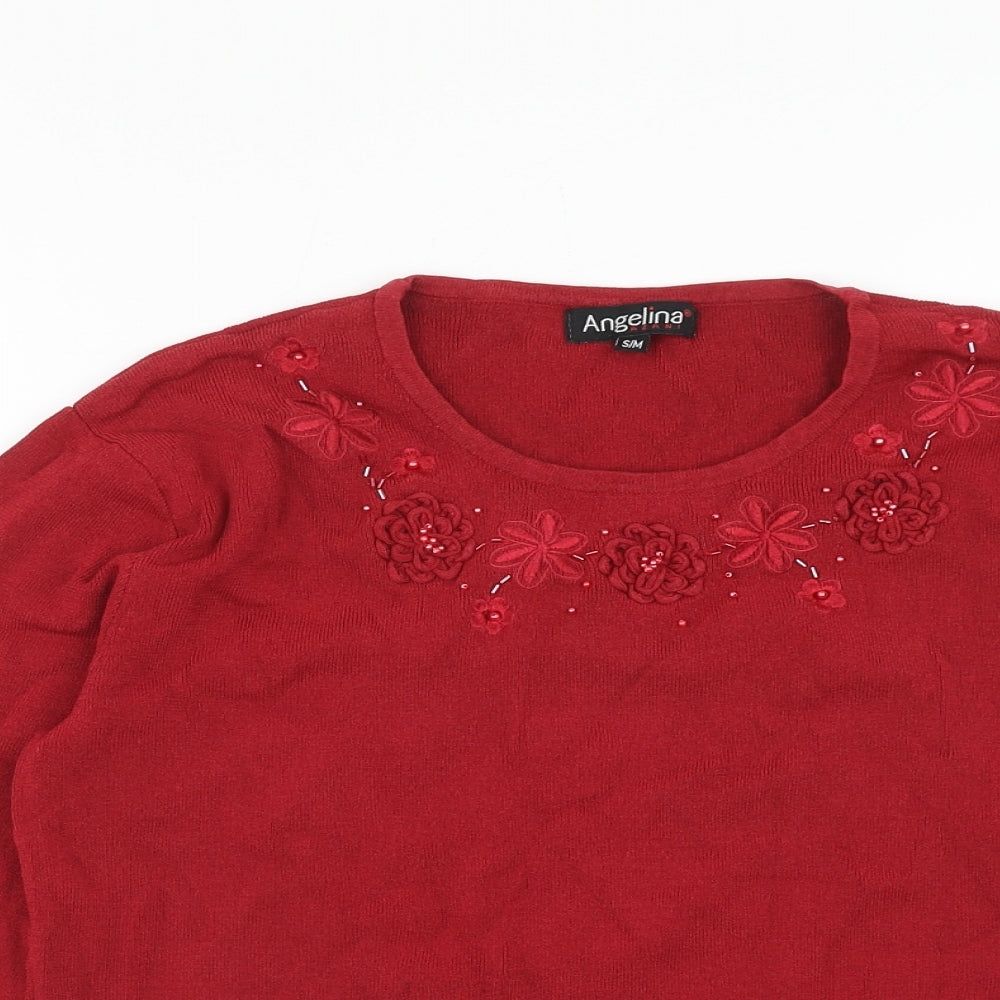 Womens UK Size S Angelina Red Pullover Jumper
