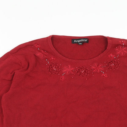 Womens UK Size S Angelina Red Pullover Jumper