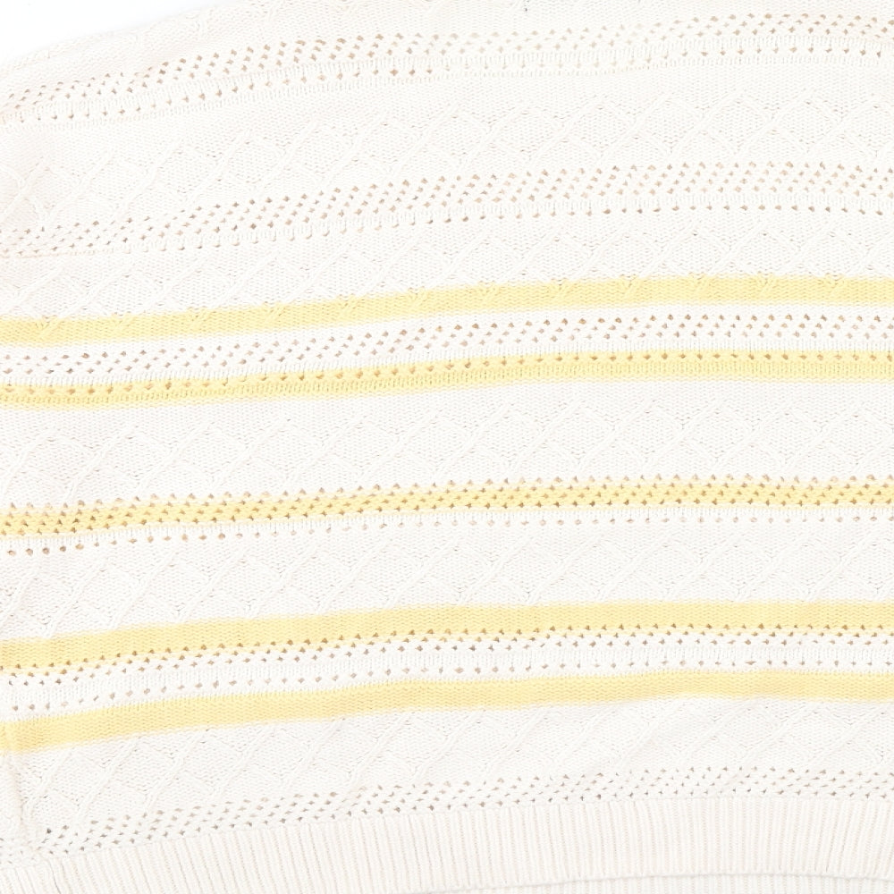 F&F Womens Ivory Round Neck Striped Cotton Pullover Jumper Size L