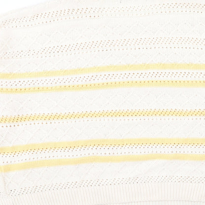 F&F Womens Ivory Round Neck Striped Cotton Pullover Jumper Size L