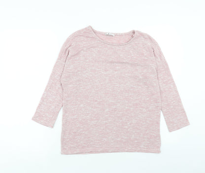 TU Womens Pink Polyester Basic Blouse Size 8 Round Neck
