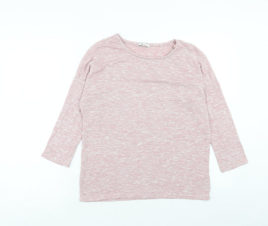 TU Womens Pink Polyester Basic Blouse Size 8 Round Neck