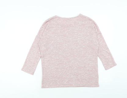 TU Womens Pink Polyester Basic Blouse Size 8 Round Neck